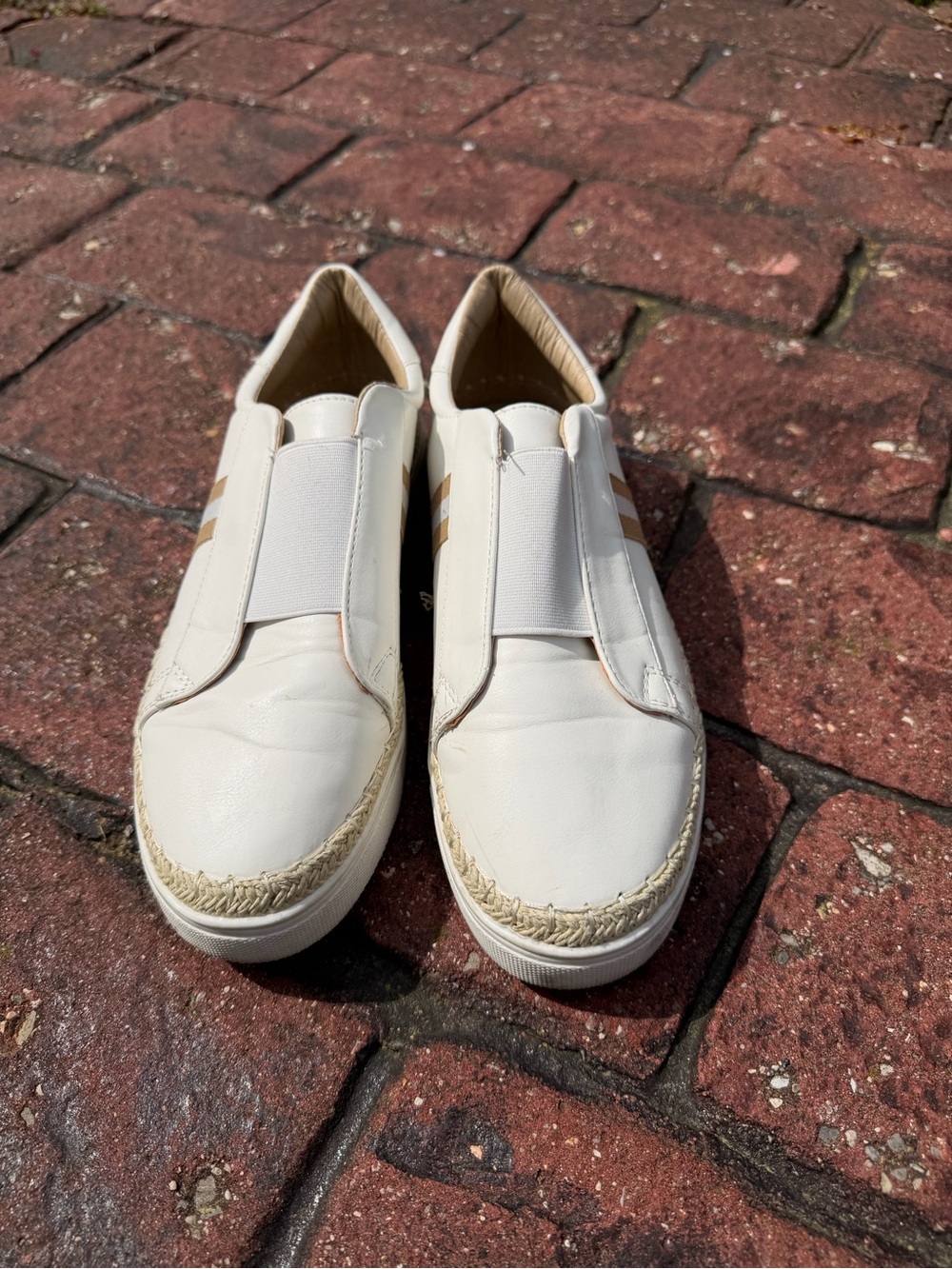 Vici White Slip-On Sneakers with Natural Jute Trim